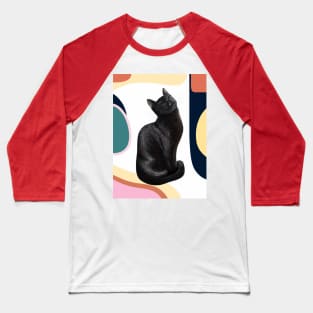 Black cat on modern background Baseball T-Shirt